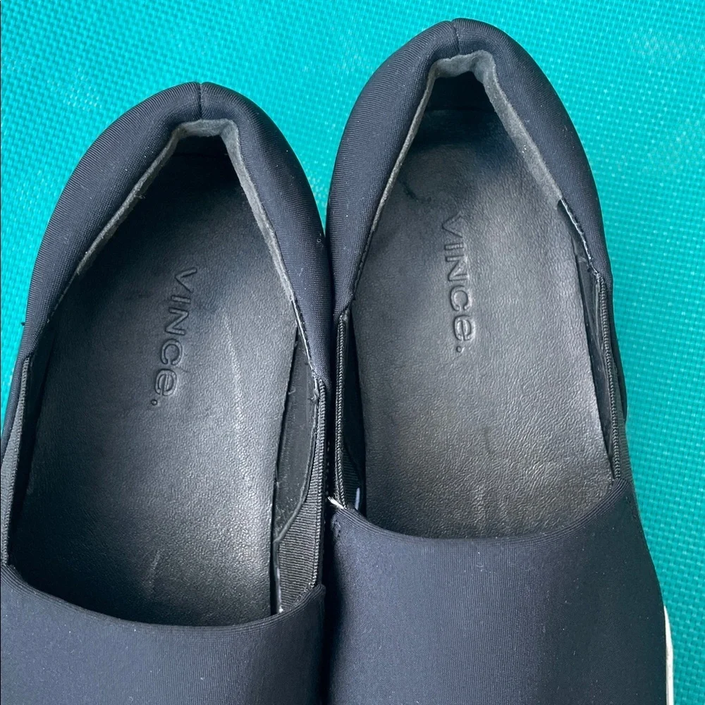 Vince Shoes Womens 36.M Warren Slip On Sneakers Black Fabric Casual Platform